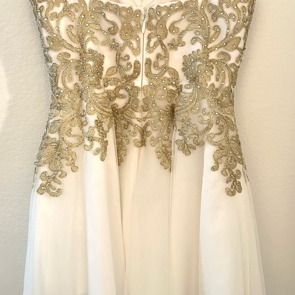 Beautiful Gold and White Prom or Formal Dress - Picture 5 of 6
